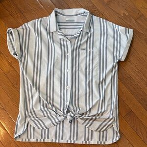 Columbia Blue and White Striped Casual Shirt